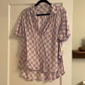 NWT Free People checkered button down